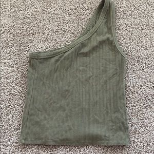 One shoulder tank top army green